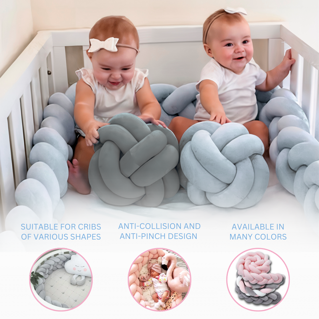 Knotted Plush Crib Bumper & Pillow Decor