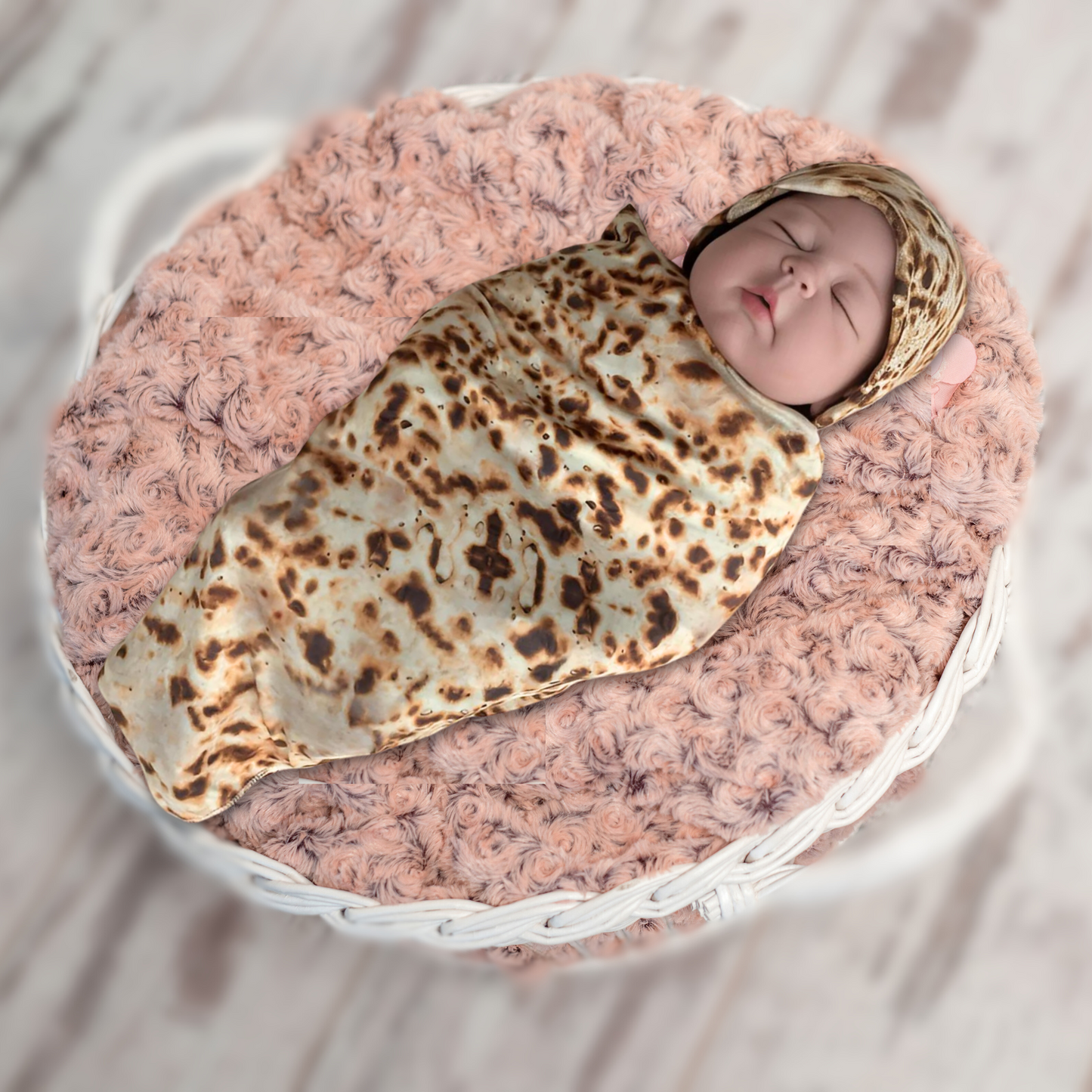 Newborn Baby Burrito Swaddle Blanket and Hat Set